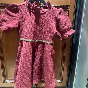 Janie and Jack Quilted Red Dress with Gold Detail